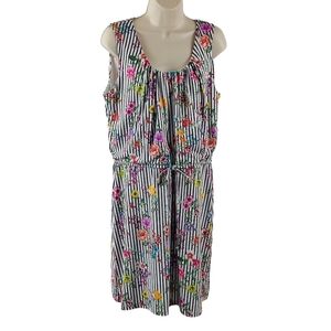 Nina Leonard sleeveless striped and floral dress